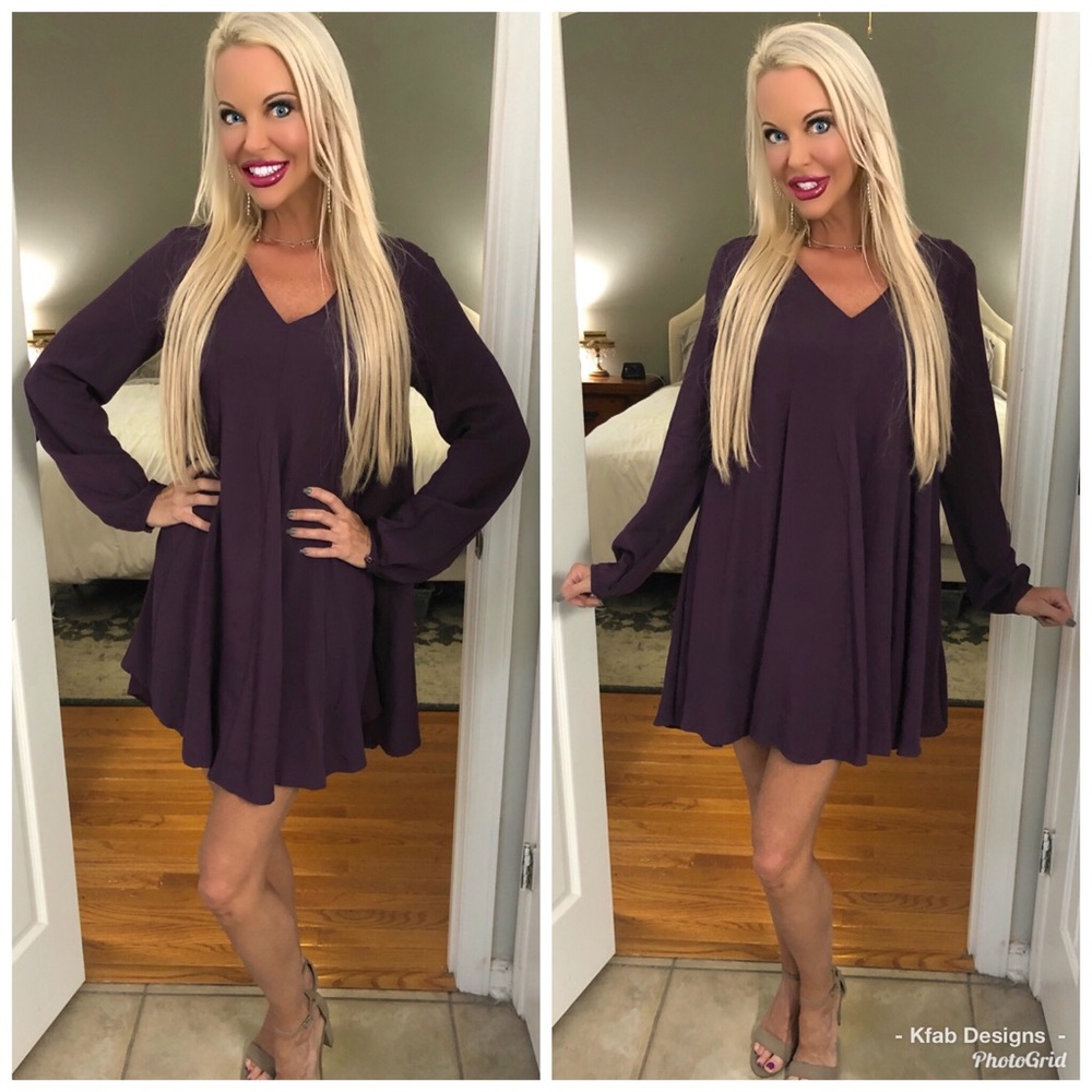 LAST ONE! 😘Plum Fully Lined Swing Dress - Picture 2 of 3